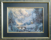 Картина «Зима в горах», гобелен ручной работы